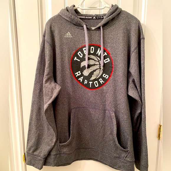 Adidas Men’s Size XL Toronto Raptors Hoodie Grey with Basketball Kangaroo Pouch - Picture 1 of 8